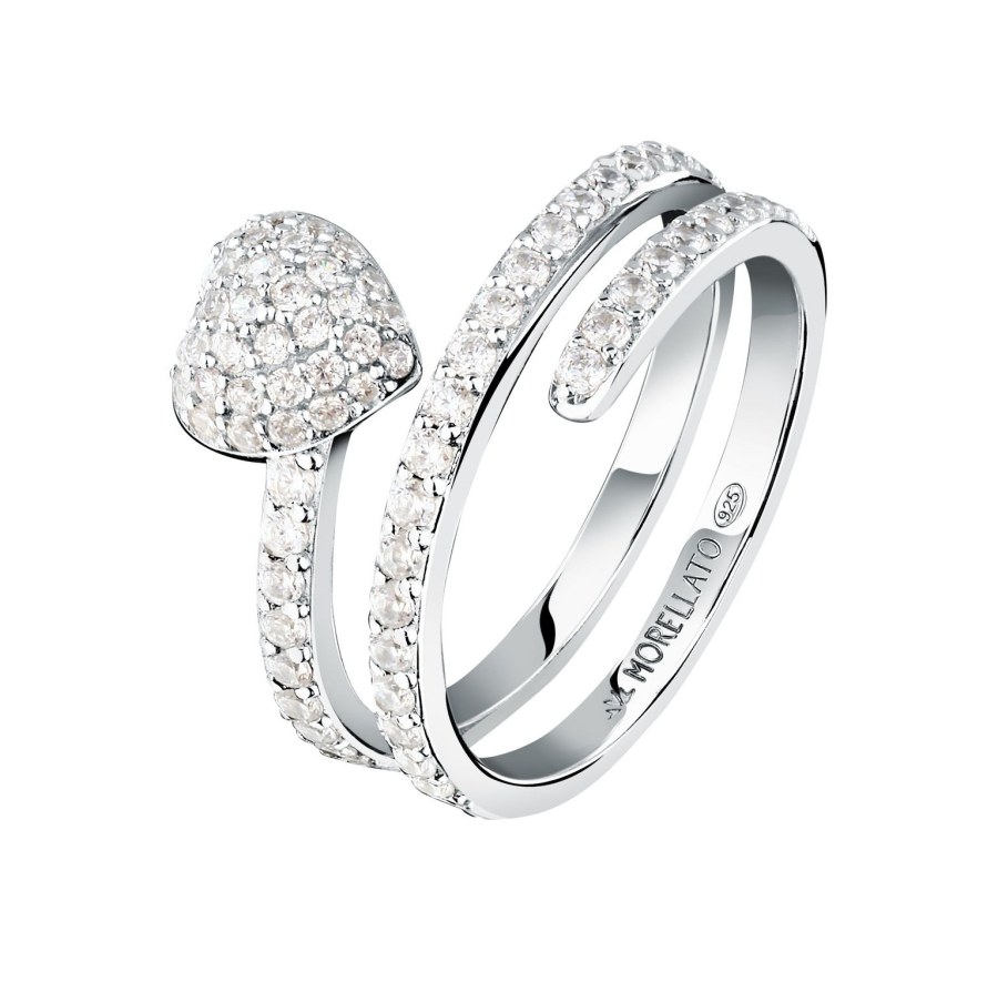 Morellato Otevřený stříbrný prsten Srdce se zirkony Nobile SAZK070 54 mm