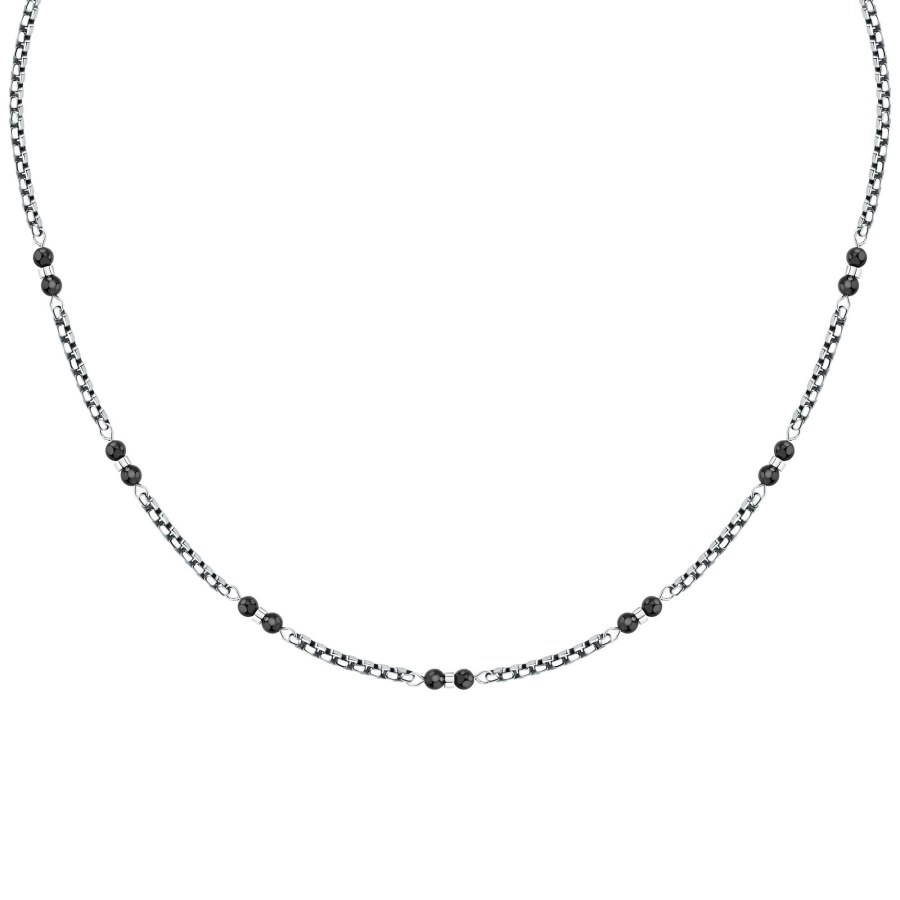 Morellato Pánský bicolor náhrdelník s korálky onyxu Terra S1753