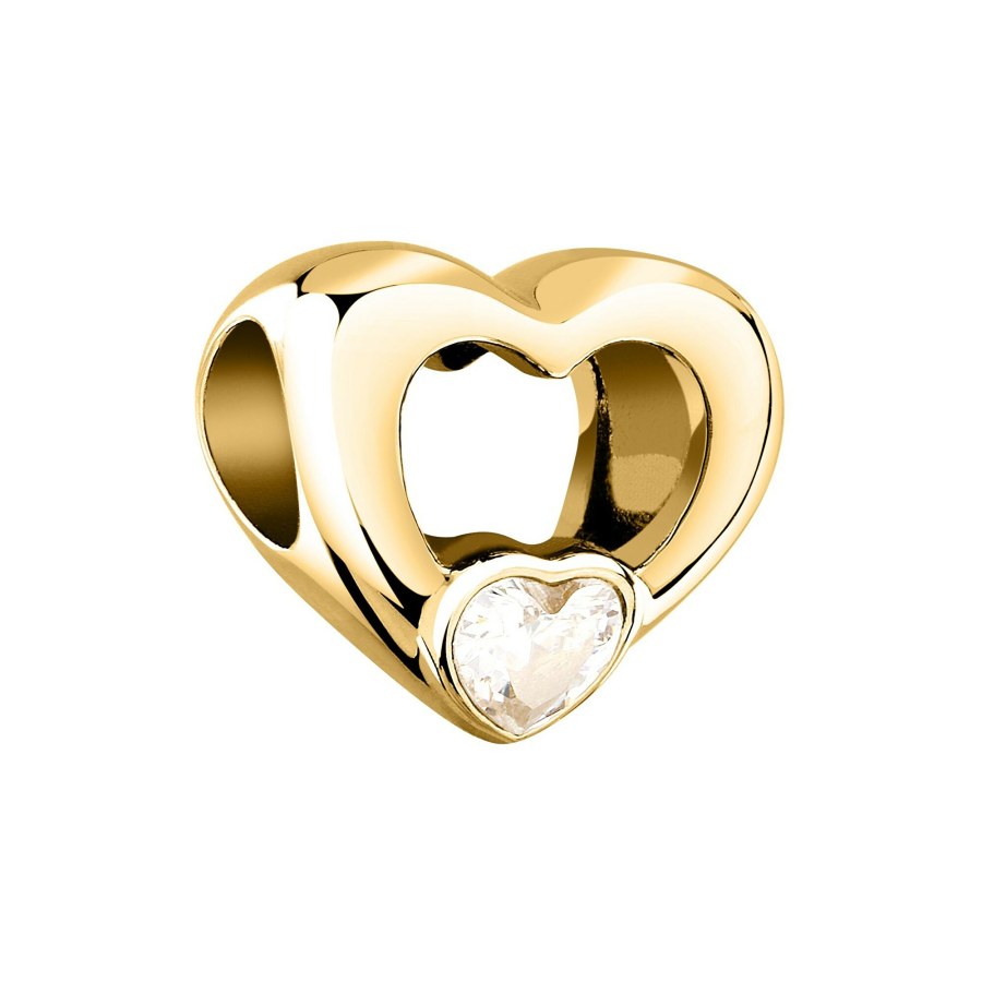 Morellato Pozlacený korálek ve tvaru srdce s&nbsp;krystalem Drops SCZ1407 - Přívěsky Přívěsky na náramky
