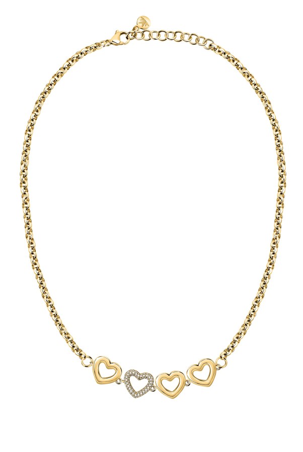 Morellato Půvabný pozlacený náhrdelník se srdíčky Bagliori SAVO23 - Náhrdelníky
