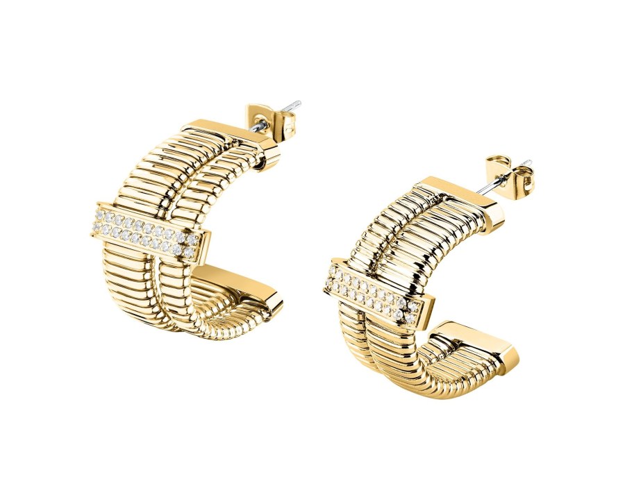 Morellato Moderní pozlacené náušnice s&nbsp;krystaly Onda SAZP09 - Náušnice Kruhy