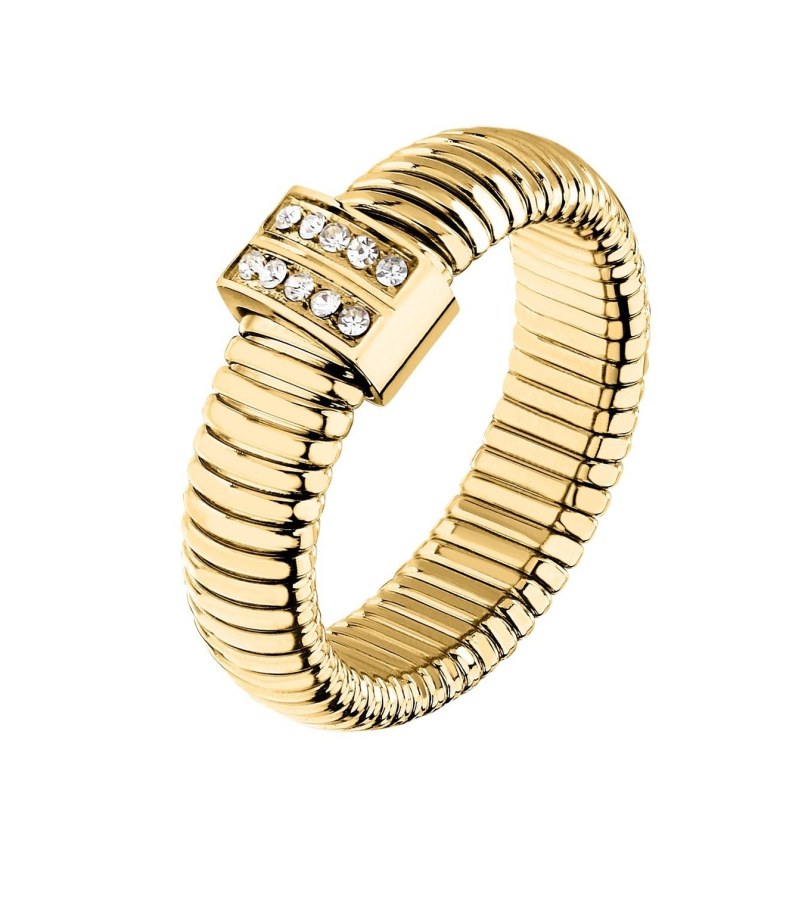 Morellato Stylový pozlacený prsten s krystaly Onda SAZP170 56 mm