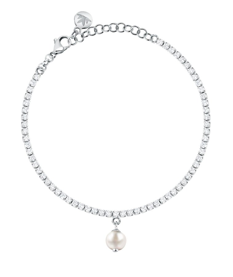 Morellato Tenisový stříbrný náramek s pravou perlou Perla SXU58