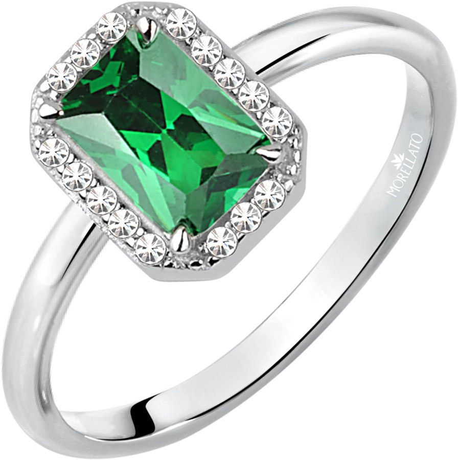 Morellato Třpytivý stříbrný prsten se zeleným kamínkem Tesori SAIW76 56 mm - Prsteny Prsteny s kamínkem
