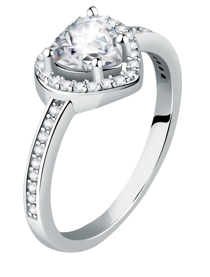 Morellato Třpytivý stříbrný prsten Srdce Tesori SAVB140 56 mm - Prsteny Prsteny s kamínkem