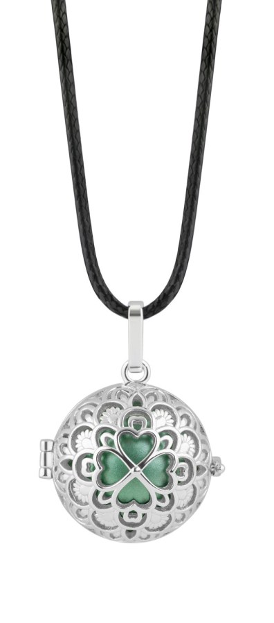 MUMMY BELL Slušivý náhrdelník se zelenou těhotenskou rolničkou Čtyřlístek - Náhrdelníky