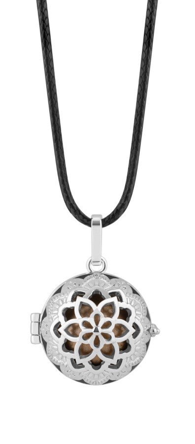 MUMMY BELL Slušivý náhrdelník s hnědou těhotenskou rolničkou Květ - Náhrdelníky