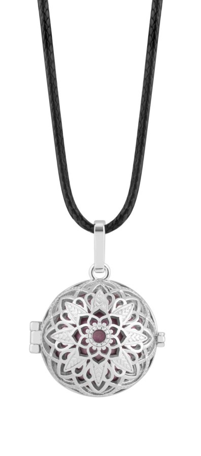 MUMMY BELL Slušivý náhrdelník s fialovou těhotenskou rolničkou Květ - Náhrdelníky