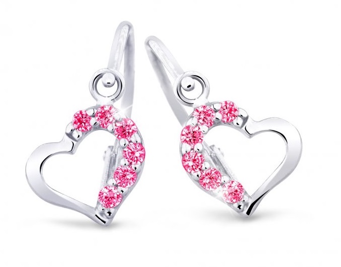 Cutie Jewellery Něžné dětské náušnice z bílého zlata C2757-10-X-2 fuchsiová - Náušnice Visací náušnice