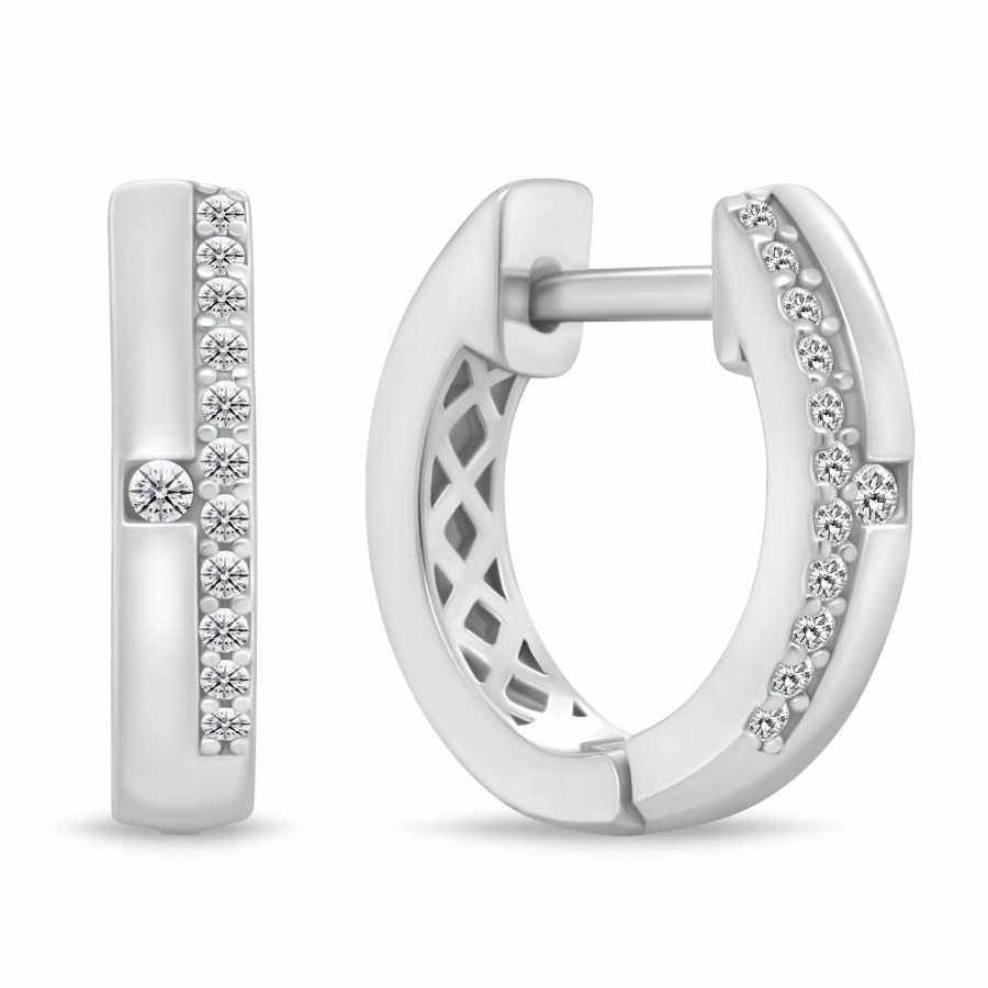 Brilio Silver Oblíbené stříbrné kruhy se zirkony EA471W - Náušnice Kruhy