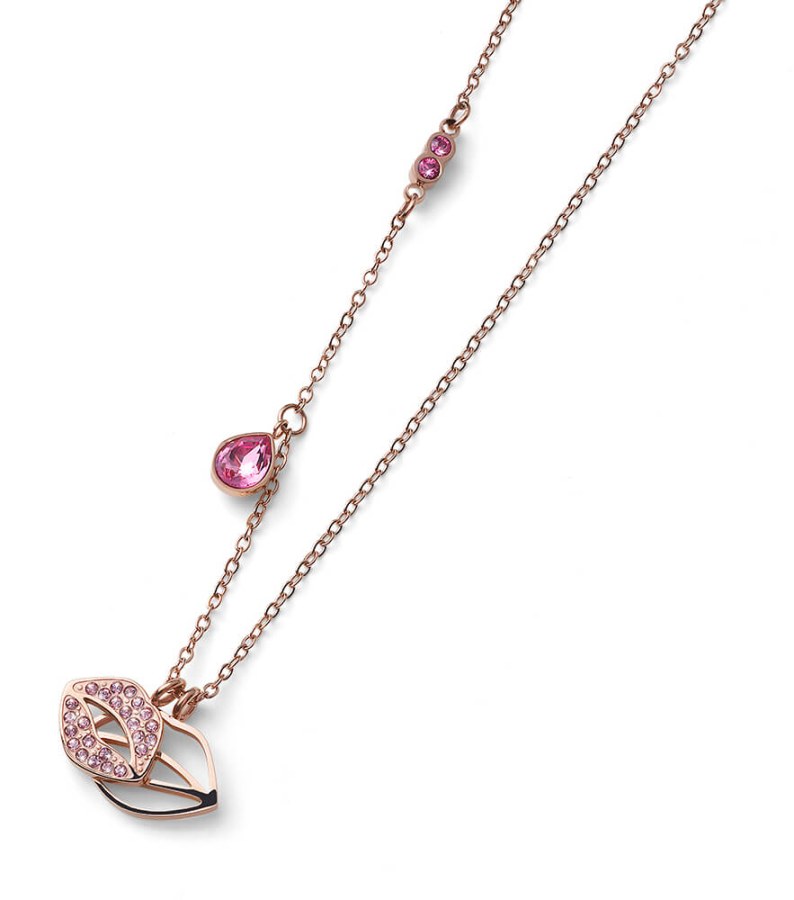 Oliver Weber Bronzový náhrdelník s krystaly Swarovski Kiss Rose 12151RG - Náhrdelníky