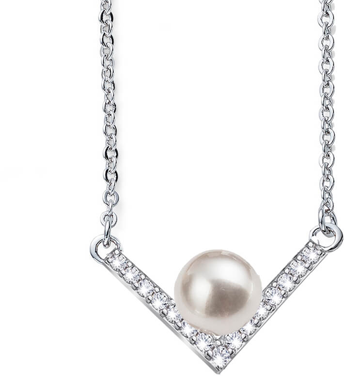 Oliver Weber Elegantní náhrdelník s perlou a krystaly Swarovski Point Pearl 12160 - Náhrdelníky