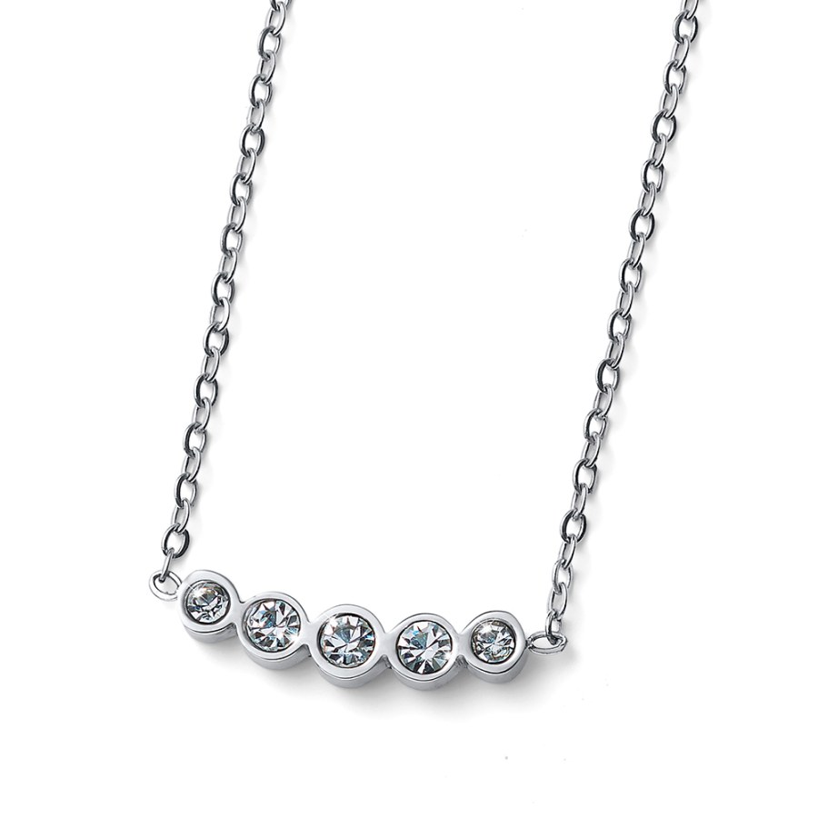 Oliver Weber Elegantní ocelový náhrdelník s čirými krystaly Change 12254 - Náhrdelníky