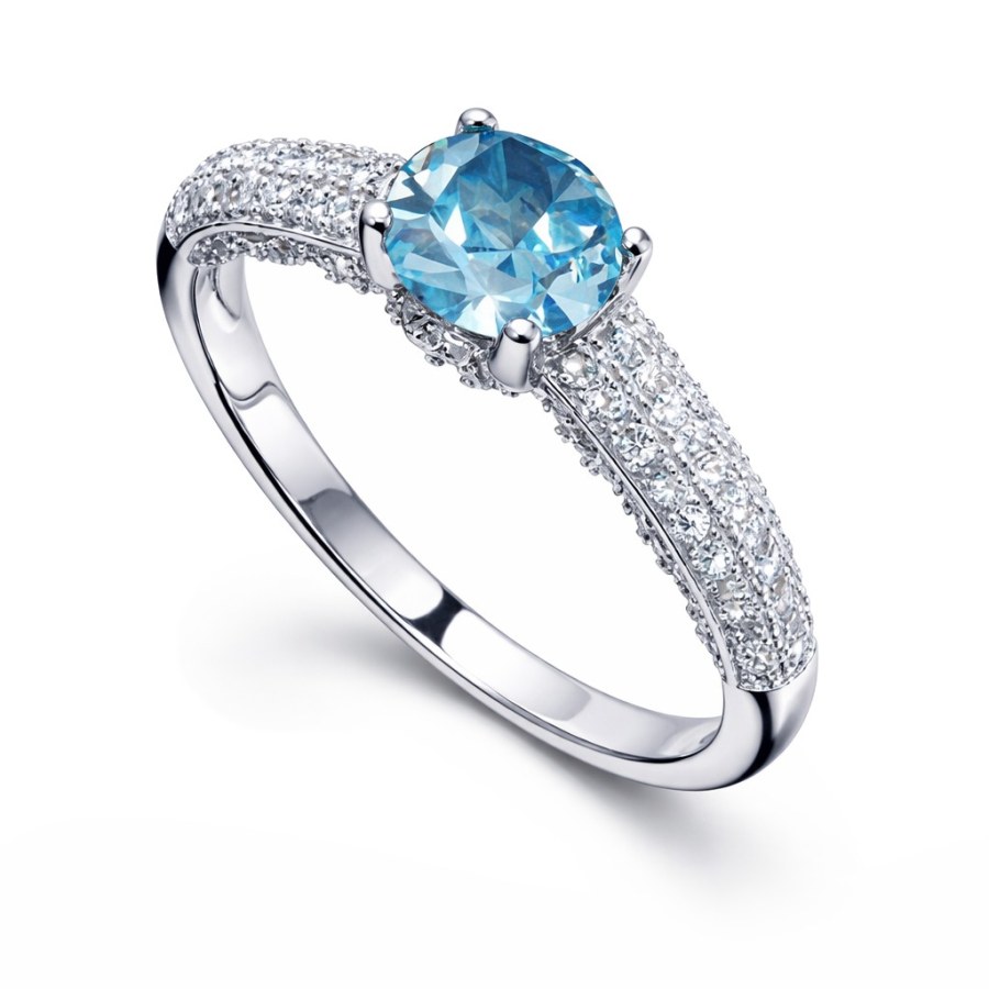 Oliver Weber Elegantní stříbrný prsten s&nbsp;kubickými zirkony Royal 63271 AQU 61 mm - Prsteny Prsteny s&nbsp;kamínkem