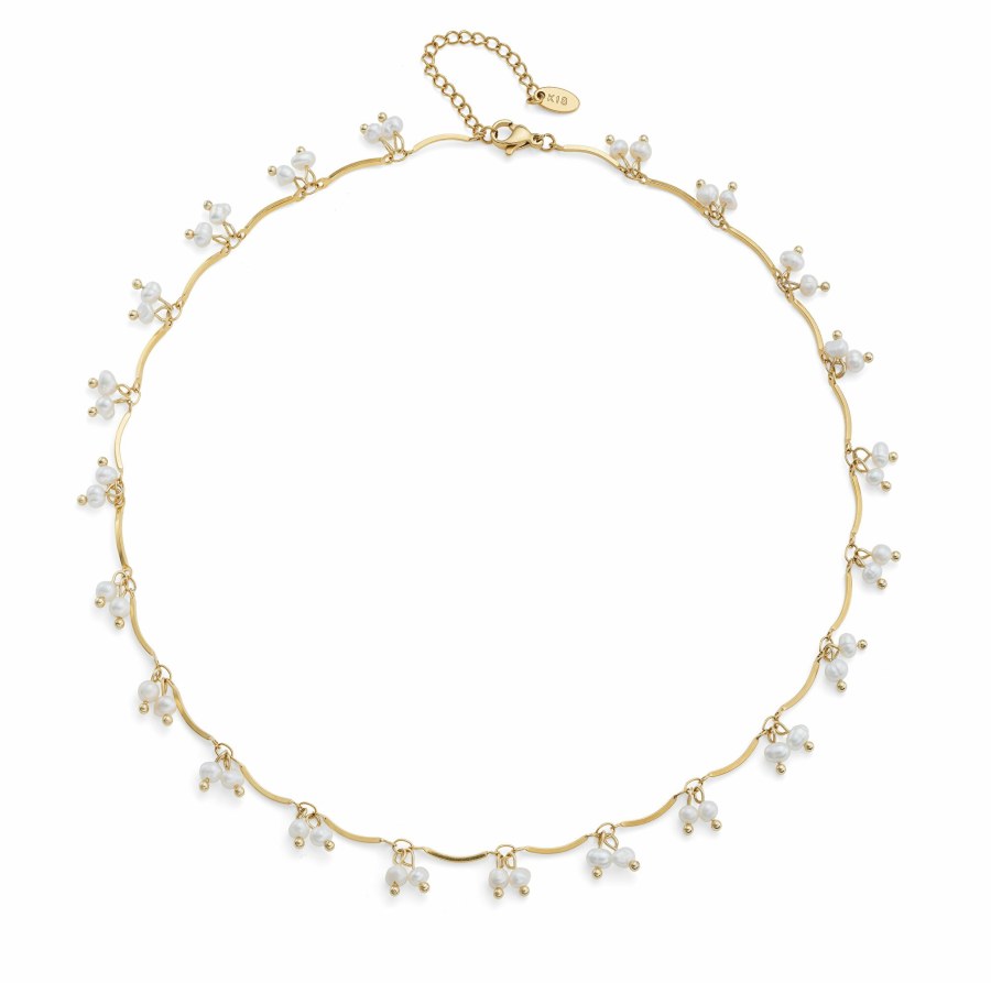 Oliver Weber Krásný pozlacený náhrdelník s perličkami Kurozome Silky Pearls 12312G - Náhrdelníky