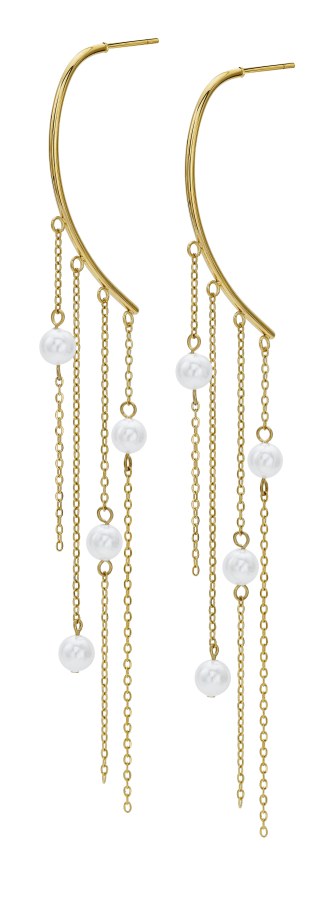 Oliver Weber Luxusní pozlacené náušnice s perličkami Lucina 23068G - Náušnice Dlouhé náušnice