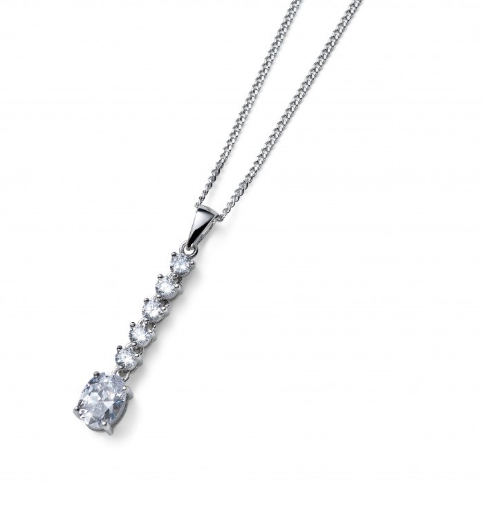 Oliver Weber Nadčasový stříbrný náhrdelník s krystaly Genuine Oval 61183 (řetízek, přívěsek) - Náhrdelníky