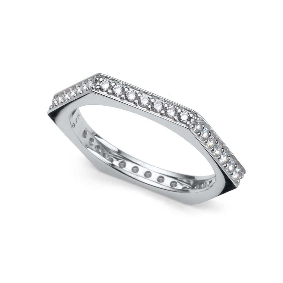 Oliver Weber Nadčasový stříbrný prsten s kubickými zirkony Edge 63266 52 mm - Prsteny Prsteny s kamínkem