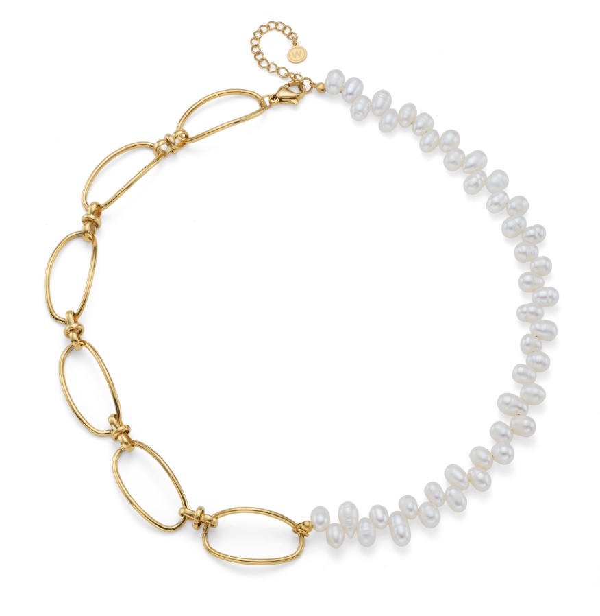Oliver Weber Výrazný pozlacený náhrdelník s perlami Izanagi Silky Pearls 12315G - Náhrdelníky