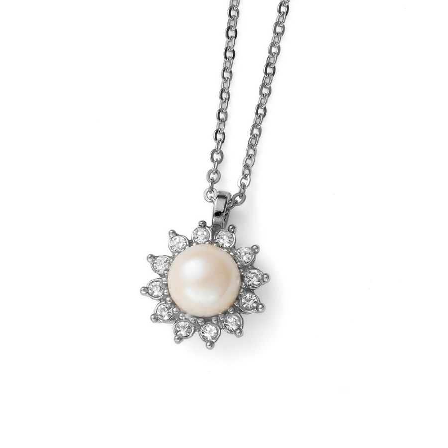 Oliver Weber Půvabný rhodiovaný náhrdelník s perličkou Rush 12265R