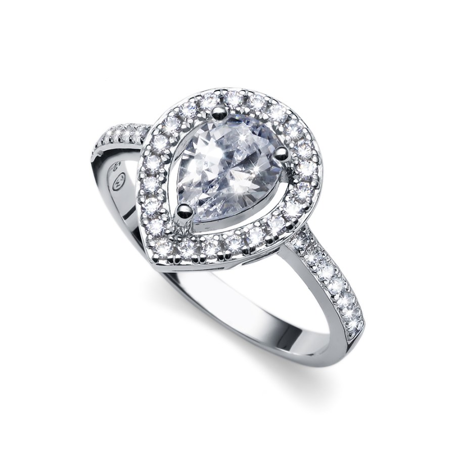 Oliver Weber Půvabný stříbrný prsten Water 63267 54 mm - Prsteny Prsteny s kamínkem