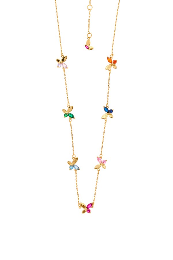 Oliver Weber Slušivý pozlacený náhrdelník s motýlky 12447G - Náhrdelníky