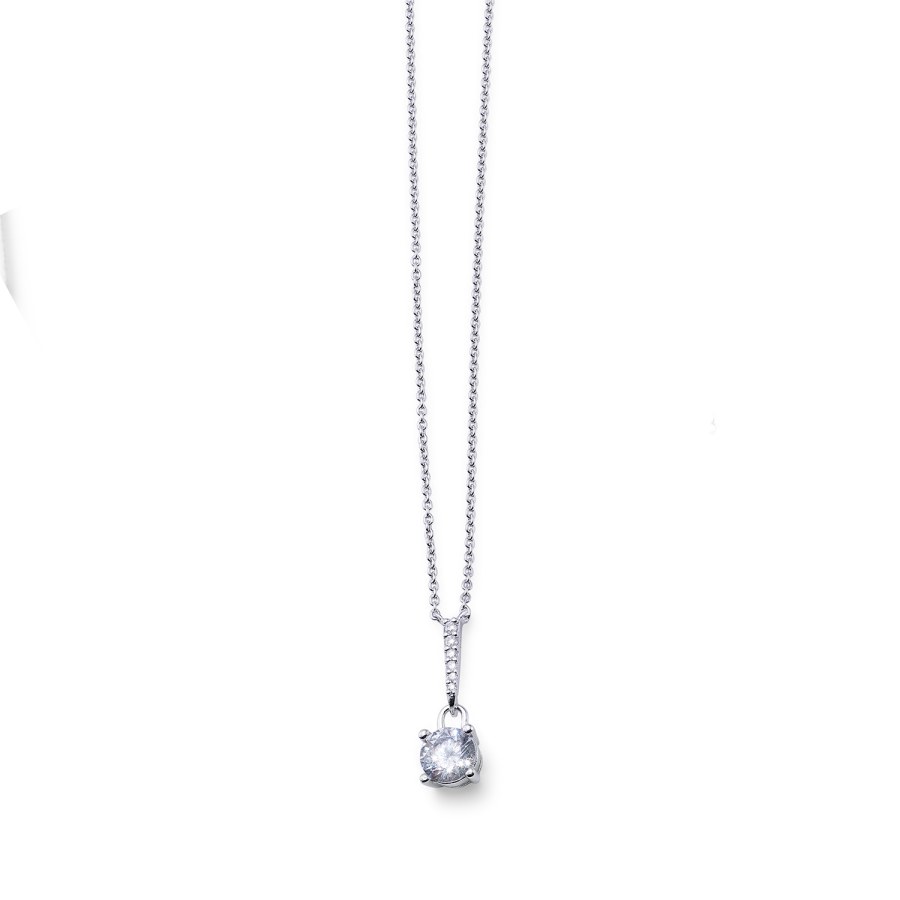 Oliver Weber Slušivý stříbrný náhrdelník se zirkony Slim 61285 (řetízek, přívěsek) - Náhrdelníky