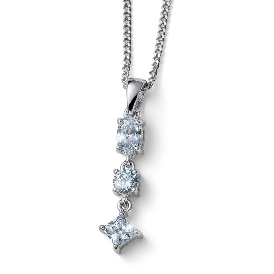 Oliver Weber Třpytivý stříbrný náhrdelník s kubickou zirkonií Achive 61195 (řetížek, přívěsek) - Náhrdelníky