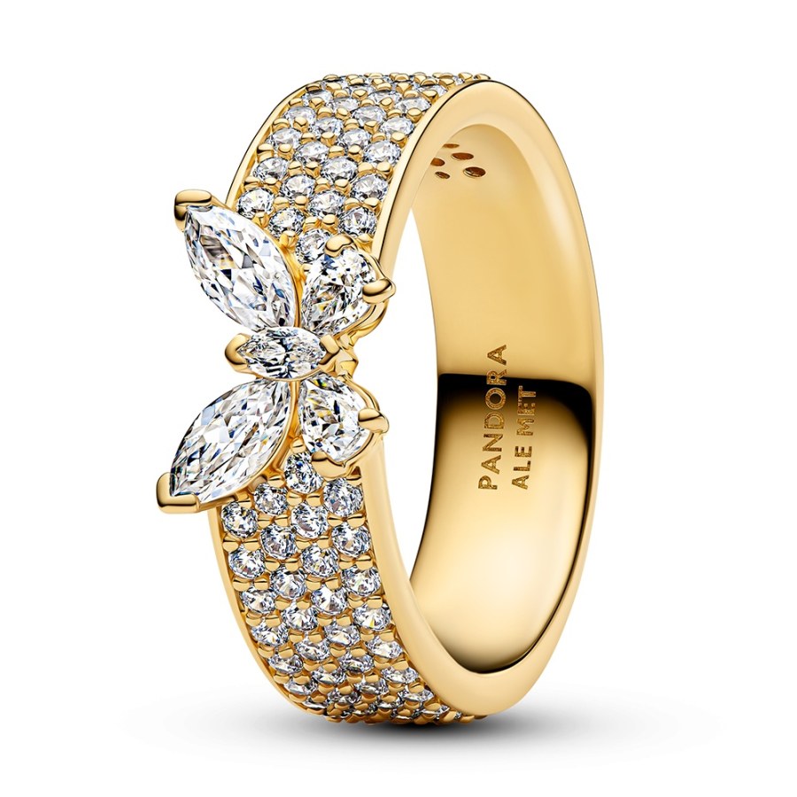 Pandora Blyštivý pozlacený prsten Motýlek Shine Timeless 164270C01 56 mm - Prsteny Prsteny s&nbsp;kamínkem