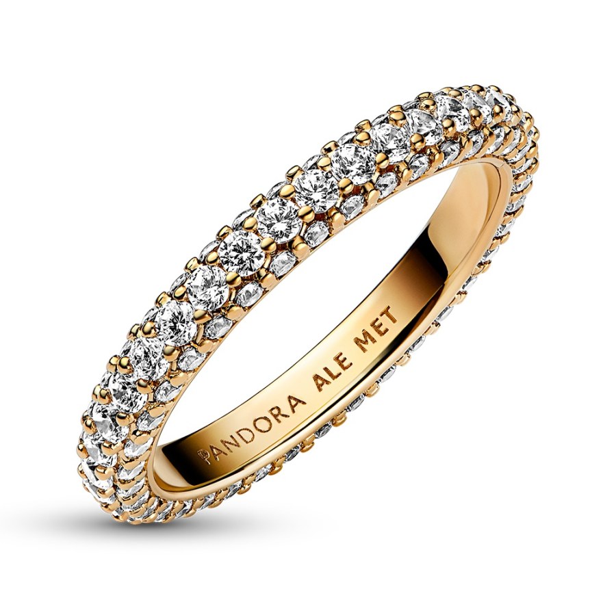 Pandora Blyštivý pozlacený prsten se zirkony Shine Timeless 162627C01 50 mm - Prsteny Prsteny s kamínkem