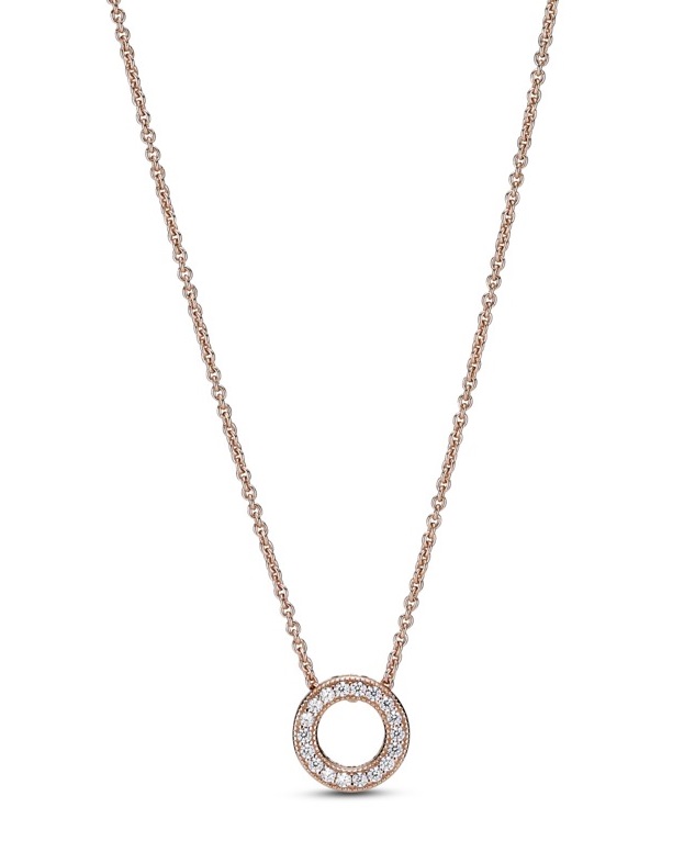 Pandora Bronzový náhrdelník s třpytivým přívěskem Rose 387436C01-45 (řetízek, přívěsek) - Náhrdelníky