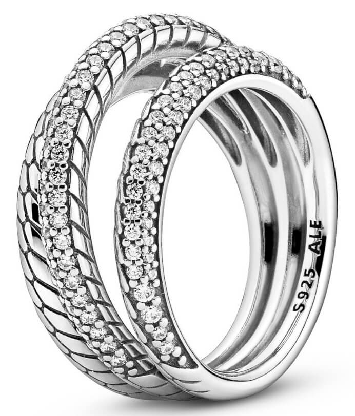 Pandora Designový prsten s hadím vzorem 199083C01 50 mm - Prsteny Prsteny s kamínkem