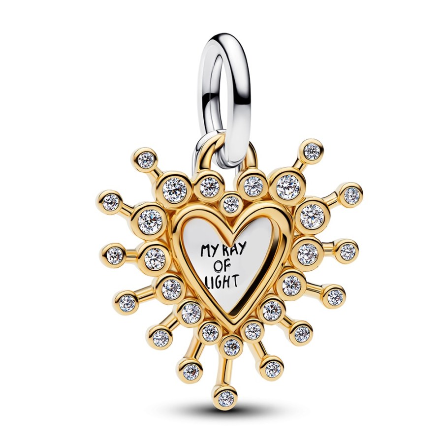 Pandora Dvojitý bicolor přívěsek Oslnivé srdce Moments 764141C01 - Přívěsky Přívěsky na náramky