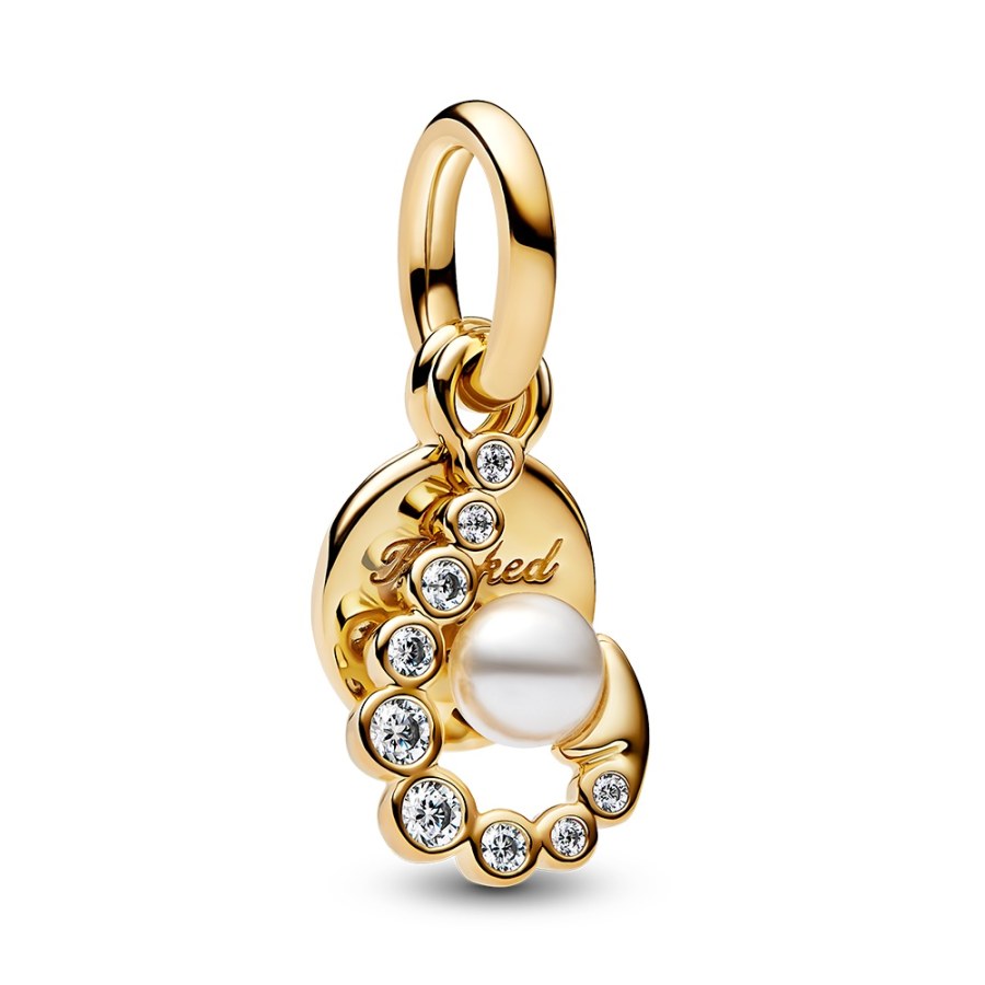 Pandora Dvojitý přívěsek se zirkony a&nbsp;umělou perlou Shine 763891C01 - Přívěsky Přívěsky na náramky