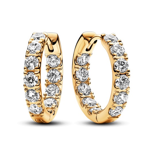 Pandora Elegantní pozlacené kruhy se zirkony Timeless Shine 263002C01