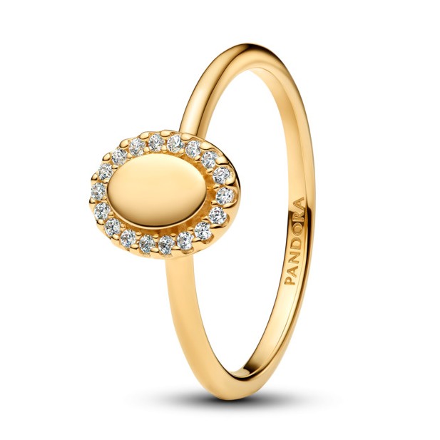 Pandora Elegantní pozlacený prsten Ovál s aureolou Shine 163800C01 50 mm Pandora Elegantní pozlacený prsten Ovál s aureolou Shine 163800C01 50 mm - Prsteny Prsteny s kamínkem