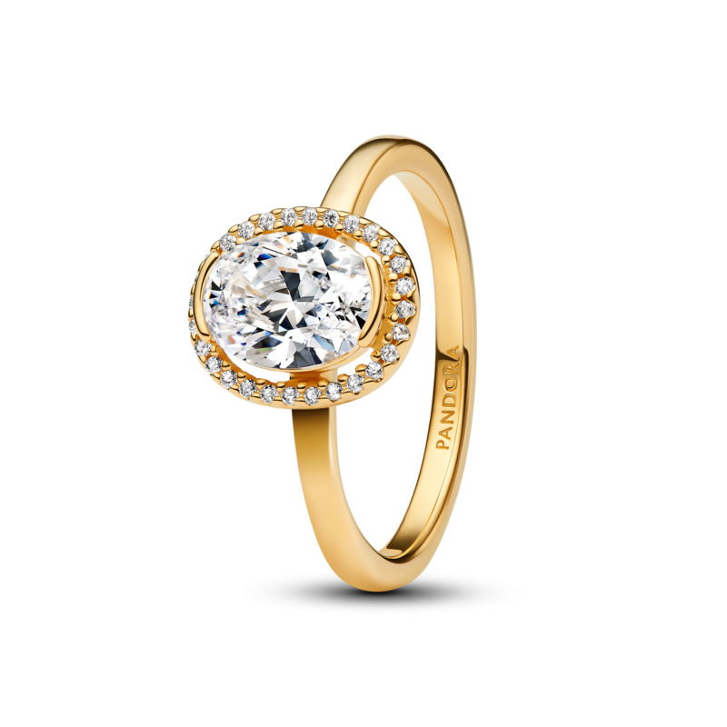 Pandora Elegantní pozlacený prsten se zirkony Shine 163554C01 50 mm - Prsteny Prsteny s kamínkem