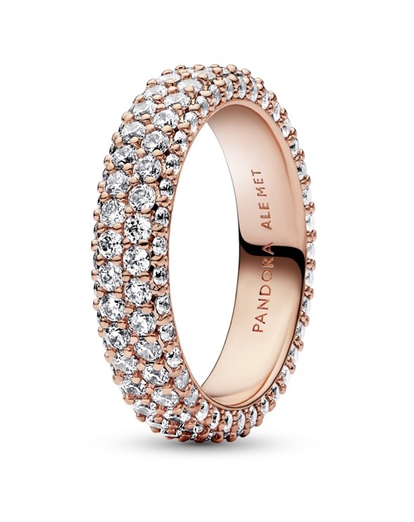 Pandora Elegantní pozlacený prsten se zirkony Timeless Rose 182629C01 54 mm - Prsteny Prsteny s&nbsp;kamínkem