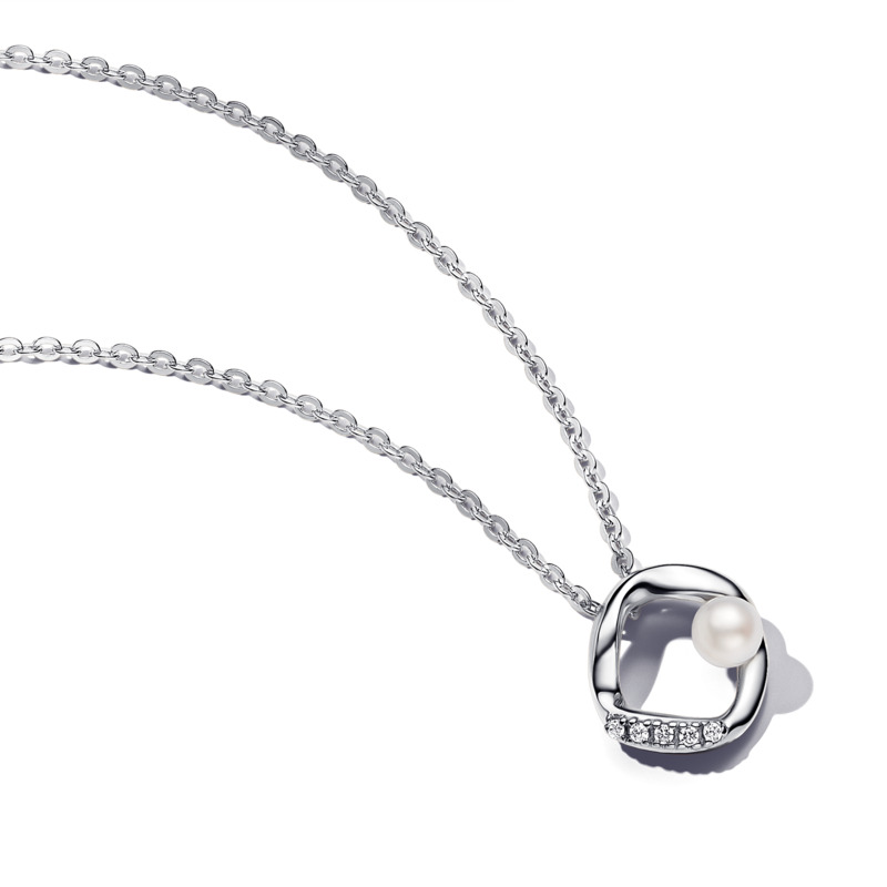 Pandora Elegantní stříbrný náhrdelník s kultivovanou perlou 393303C01 - Náhrdelníky