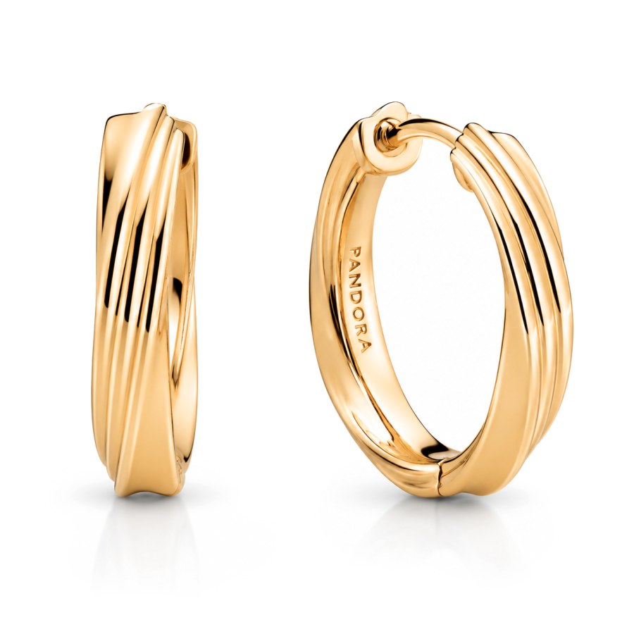 Pandora Kroucené pozlacené kruhové náušnice Essence Shine 263878C00 - Náušnice Kruhy