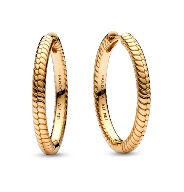 Pandora Kruhové pozlacené náušnice Hadí kůže Shine Moments 269532C00 Pandora Kruhové pozlacené náušnice Hadí kůže Shine Moments 269532C00 - Náušnice Kruhy