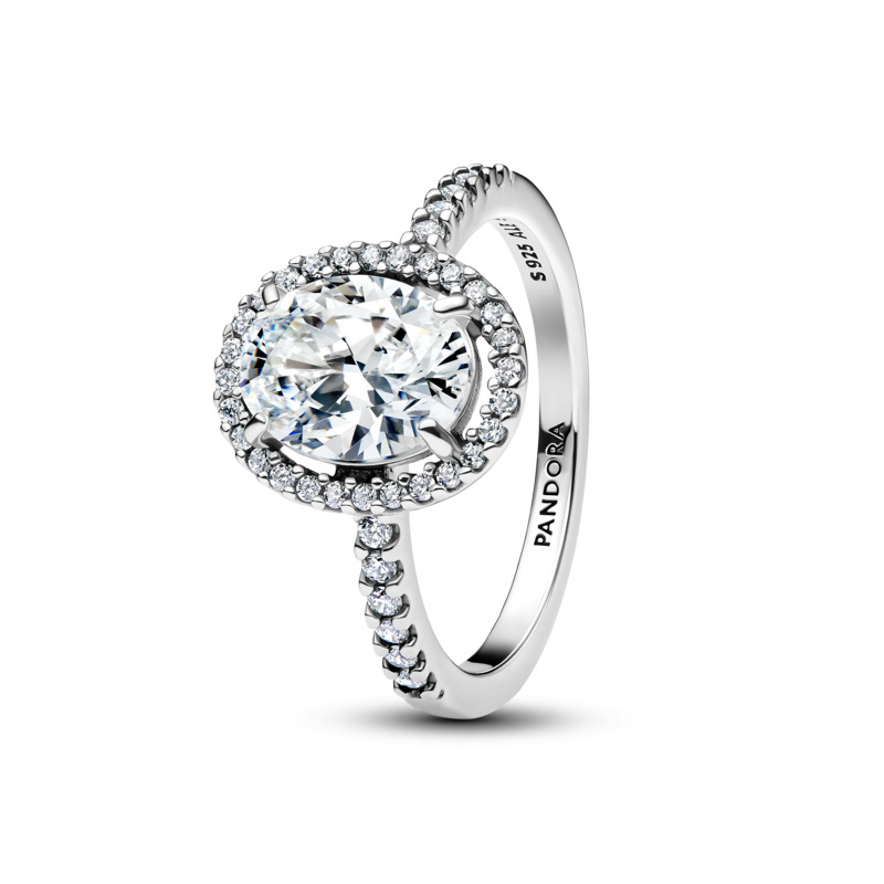 Pandora Luxusní prsten s oválnou třpytivou aureolou Timeless 193777C01 50 mm - Prsteny Prsteny s kamínkem