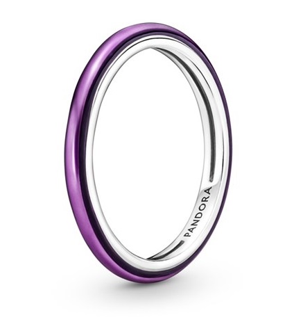 Pandora Minimalistický stříbrný prsten s fialovým smaltem 199655C01 52 mm - Prsteny Prsteny bez kamínku