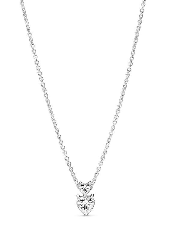 Pandora Něžný stříbrný náhrdelník Dvojité srdce Timeless 391229C01-45 - Náhrdelníky