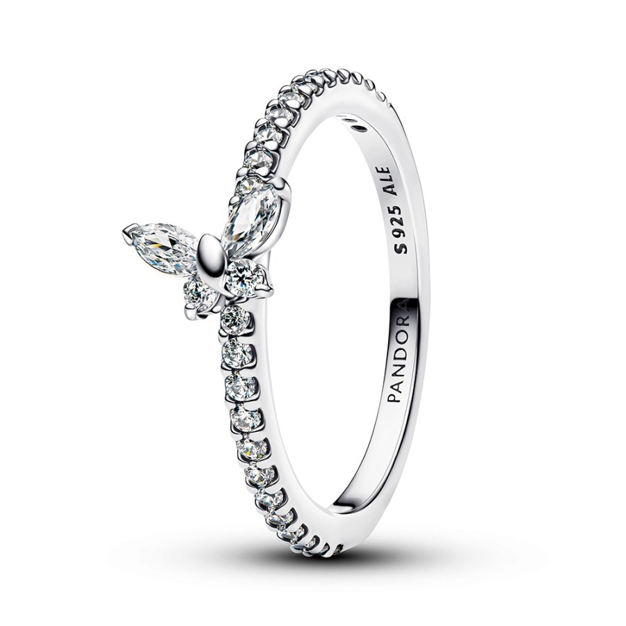 Pandora Něžný stříbrný prsten Čirý motýlek Timeless 194269C03 56 mm - Prsteny Prsteny s&nbsp;kamínkem