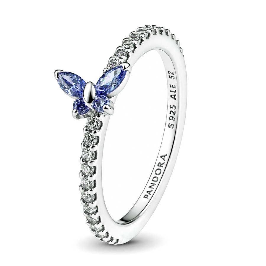 Pandora Něžný stříbrný prsten Modrý motýlek Timeless 194269C01 56 mm
