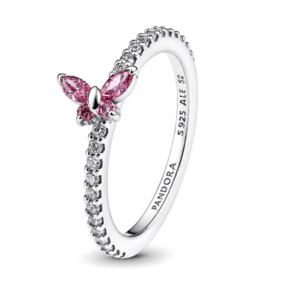Pandora Něžný stříbrný prsten Růžový motýlek Timeless 194269C02 56 mm
