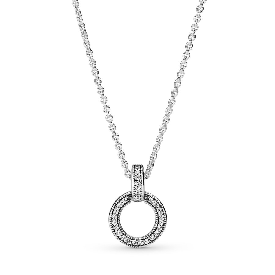 Pandora Okouzlující stříbrný náhrdelník se zirkony 399487C01-45 (řetízek, přívěsek) Pandora Okouzlující stříbrný náhrdelník se zirkony 399487C01-45 (řetízek, přívěsek) - Náhrdelníky