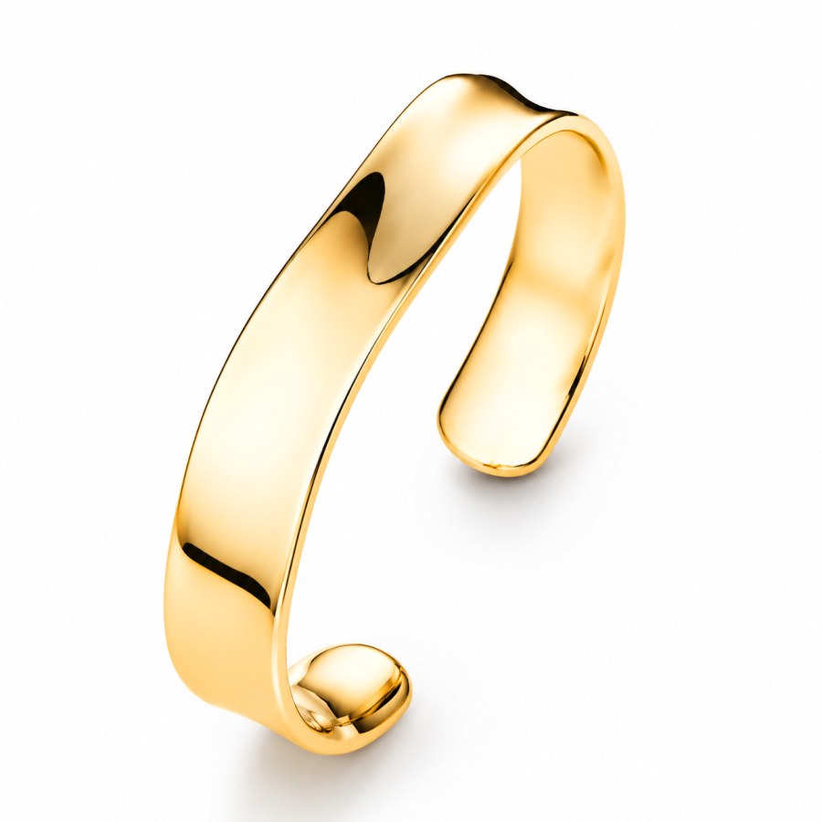 Pandora Pevný otevřený pozlacený náramek s organickým tvarem Shine Essence 563302C00 19 cm