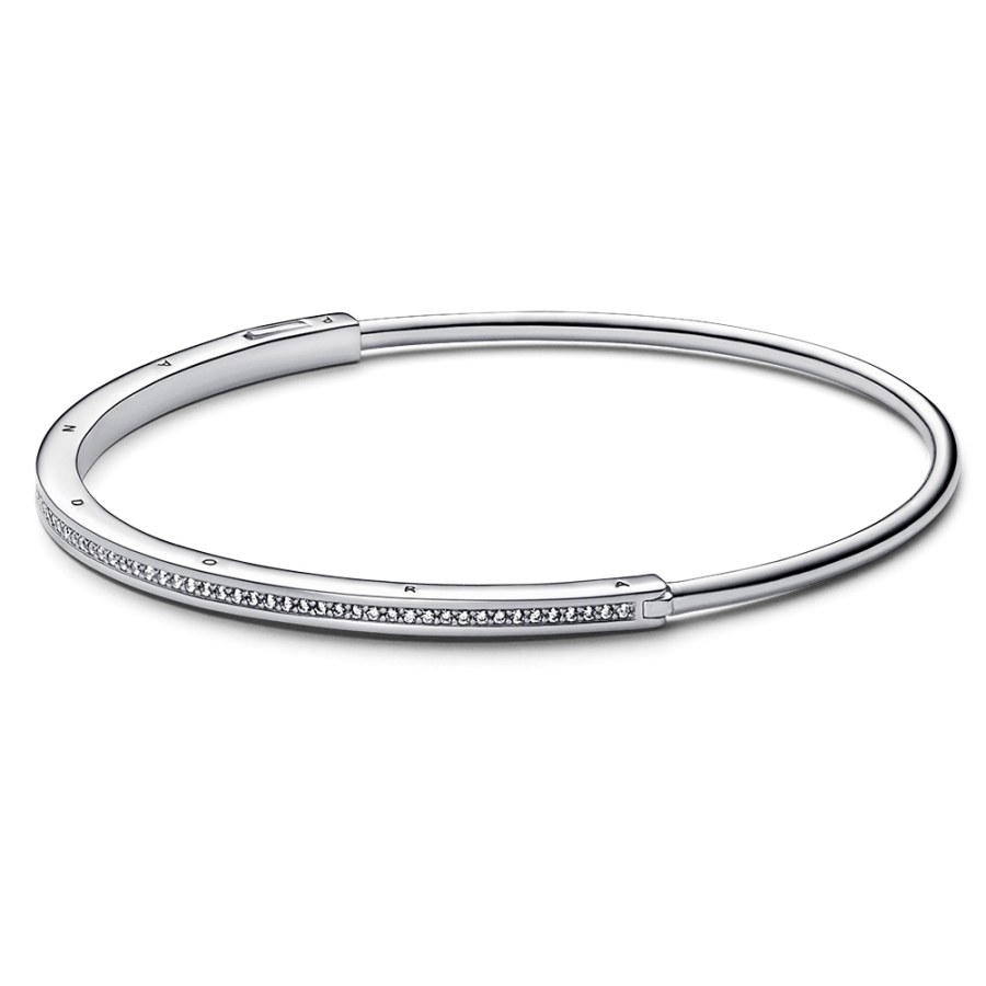 Pandora Pevný stříbrný náramek se zirkony Signature 592313C01 16 cm
